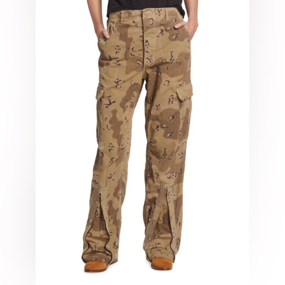 RE/DONE Brown/Tan NWT camouflage up-cycled cargo trousers Factory Distressed - Picture 2 of 16